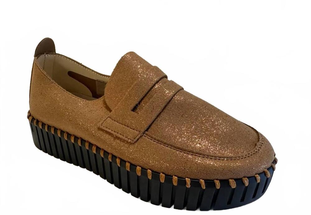 NEW ILSE JACOBSEN women's tulip loafer platform in nougat/black